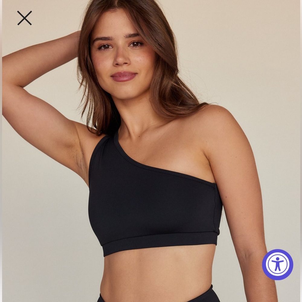 Women's Black One-Shoulder Bra strut this ruby S